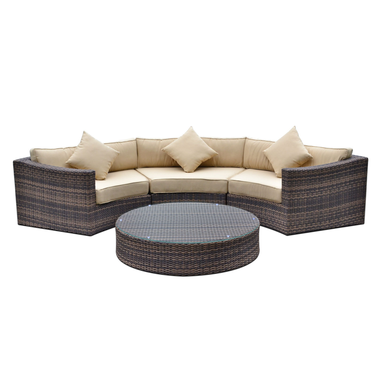 Half Moon Outdoor Sofa Garden Furniture Set Semi Circle Rattan Patio Furniture Sofa Sets