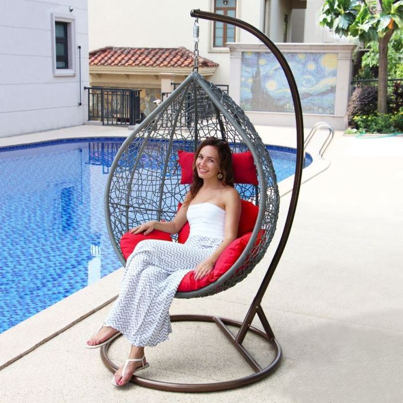 Balcony Hang From Ceiling Rattan Swing Chair For Bedroom