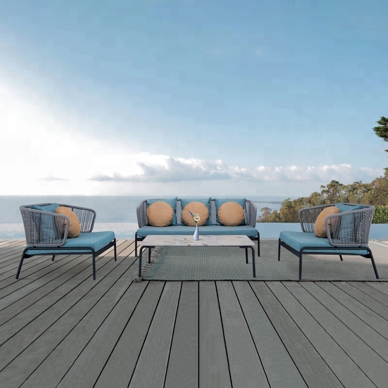 Modular Sectional Outdoor Sofa Set Grey Aluminum Platform Lounges Garden Set