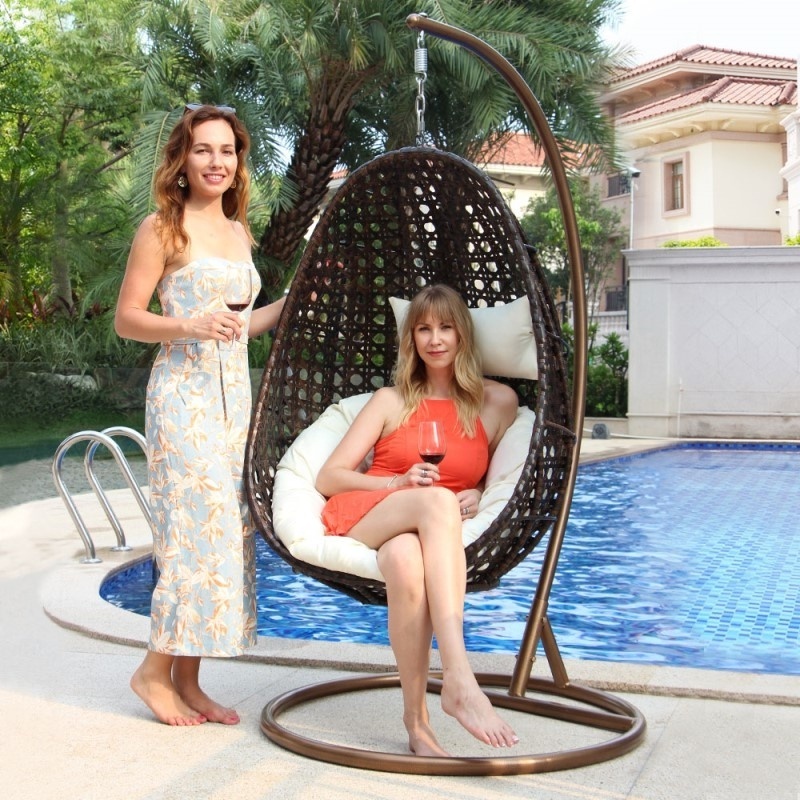 Adult Outdoor Swingasan Cocoon Macrame Swing Wicker Used Egg Rattan Hanging Chair