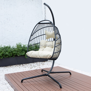 Outdoor Single Seat Garden Furniture Rattan Hanging Egg Chair Patio Swing with Stand