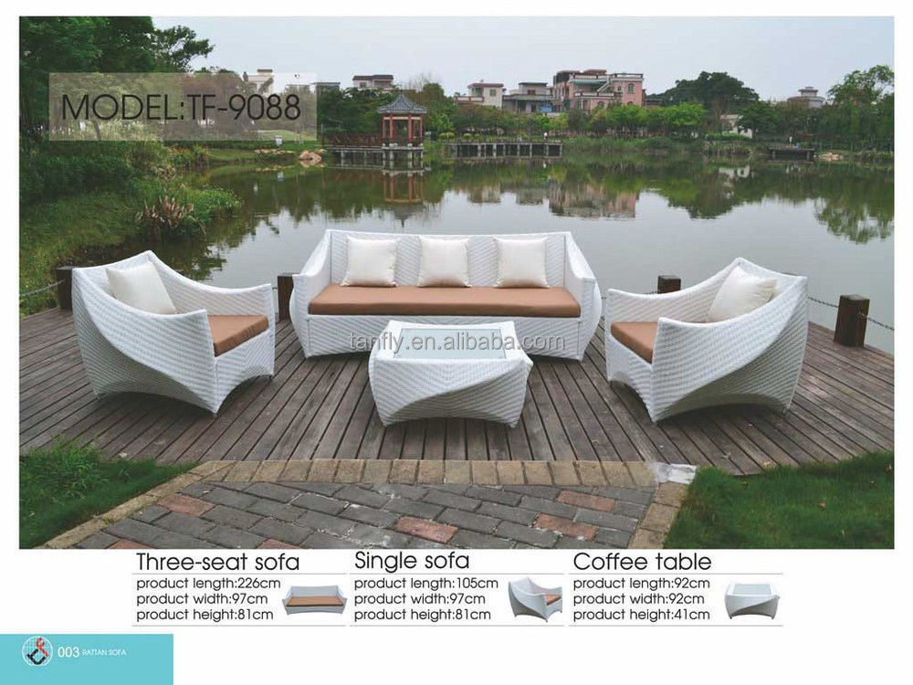 4pcs outdoor leisure white rattan sofa set furniture