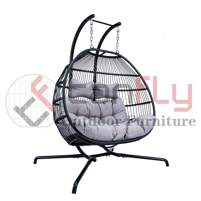 Outdoor Leisure Furniture Folding Double Swing Chair Hanging Egg Chair