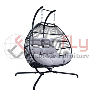 Outdoor Leisure Furniture Folding Double Swing Chair Hanging Egg Chair