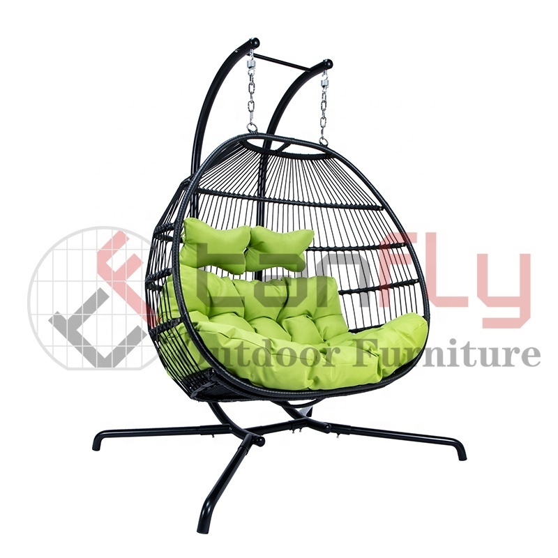 Outdoor Leisure Furniture Folding Double Swing Chair Hanging Egg Chair