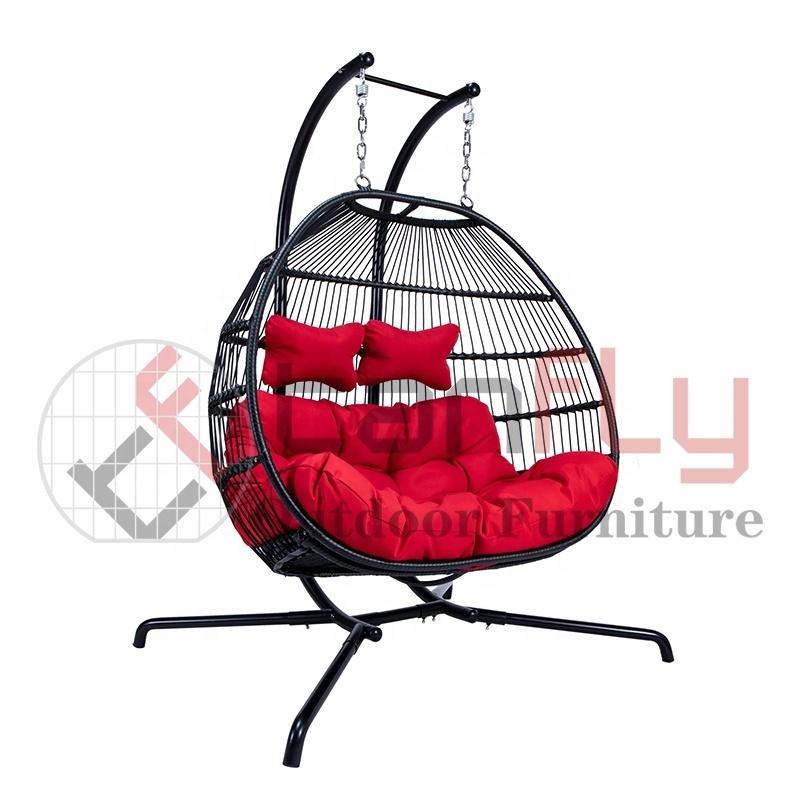 Outdoor Leisure Furniture Folding Double Swing Chair Hanging Egg Chair