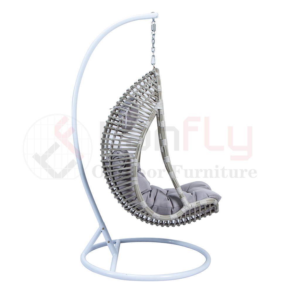 rattan outdoor furniture single seater garden swing chair with armrest