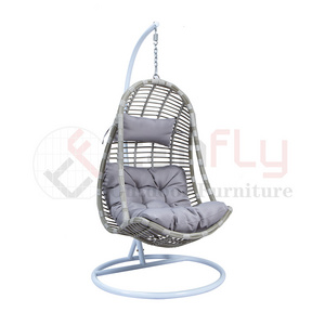 rattan outdoor furniture single seater garden swing chair with armrest