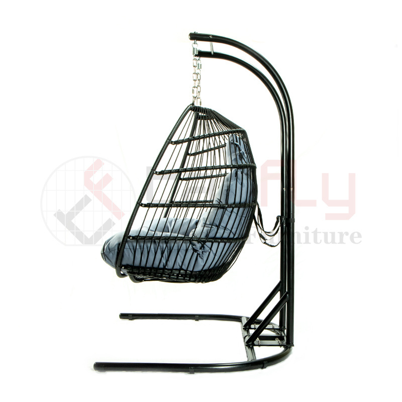 Two Persons Hanging Egg Chair Double Seats Rattan Swing Chair With U-shaped Base