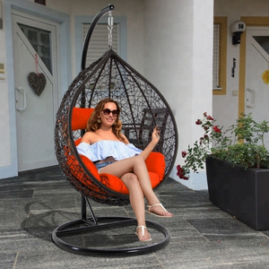 Cane Furniture High Quality Patio Iron Frame Swing Hanging Egg Chair