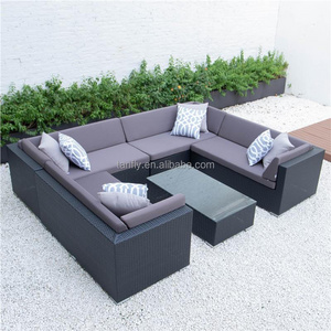 Outdoor furniture sofa sets Patio Sectional rattan sofa set brown rattan furniture with coffee table