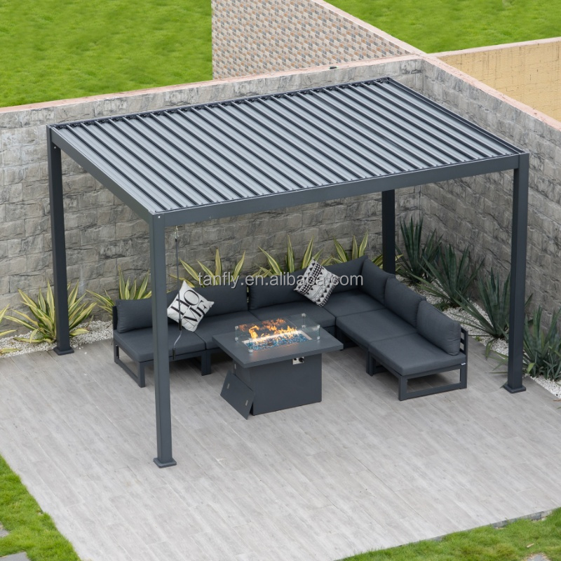 Garden Louvered Pergola Aluminum Outdoor Gazebo Waterproof Pavilion Adjustable Louvers Pergola Canopy