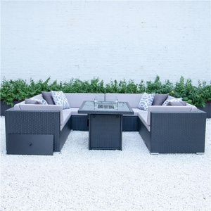 Patio Furniture Set Outdoor Wicker Rattan Garden Furniture Sofa Set with Fire Pit Table