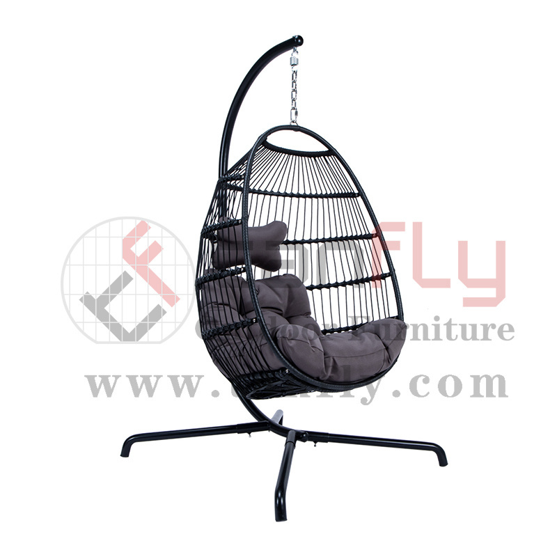 Patio Garden Swinging Chair Rattan Outdoor Steel Wicker Hanging Chair