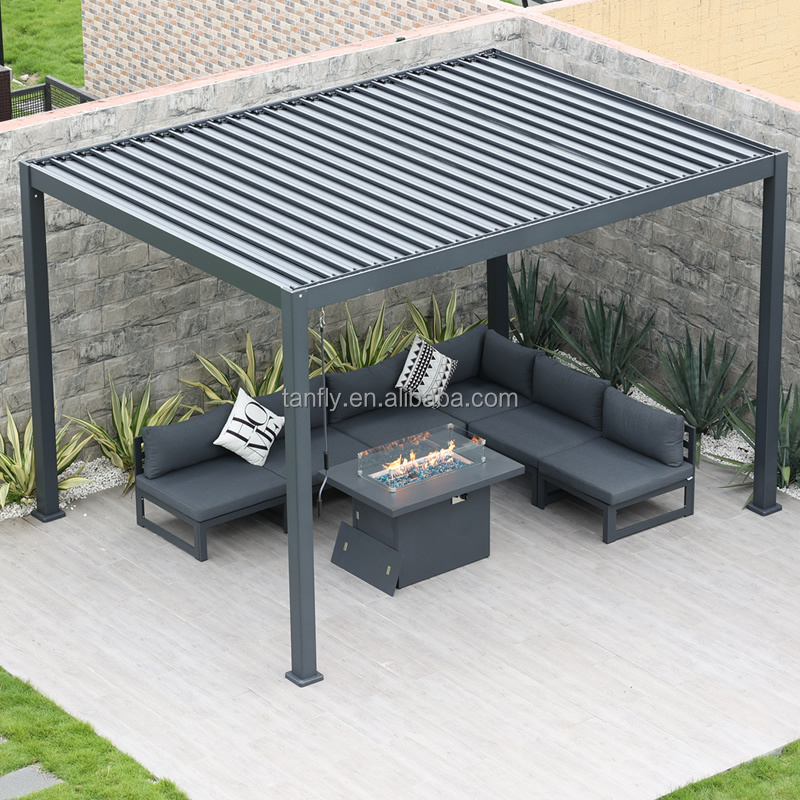 Garden Louvered Pergola Aluminum Outdoor Gazebo Waterproof Pavilion Adjustable Louvers Pergola Canopy