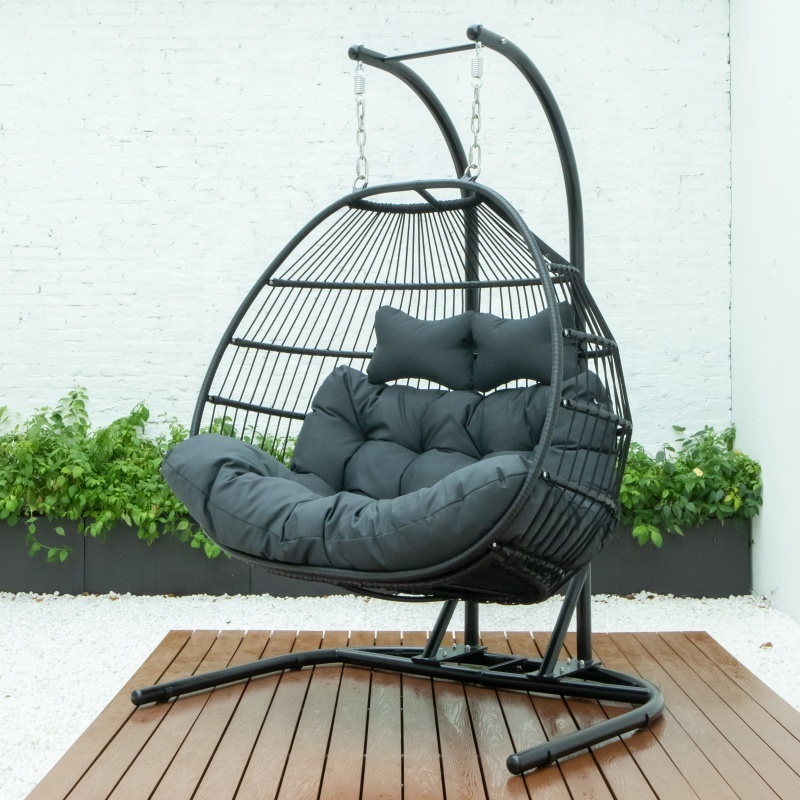 Hot sell outdoor balcony patio rattan hanging egg chair hammock swing chair with stand