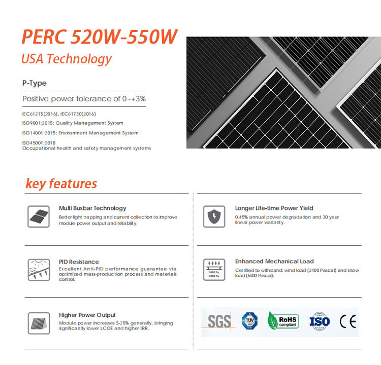 550w 600w 750w solar panel basic setup 25 Years Warranty 550 Watt 650 Watt 600W Photovoltaic Solar Panel