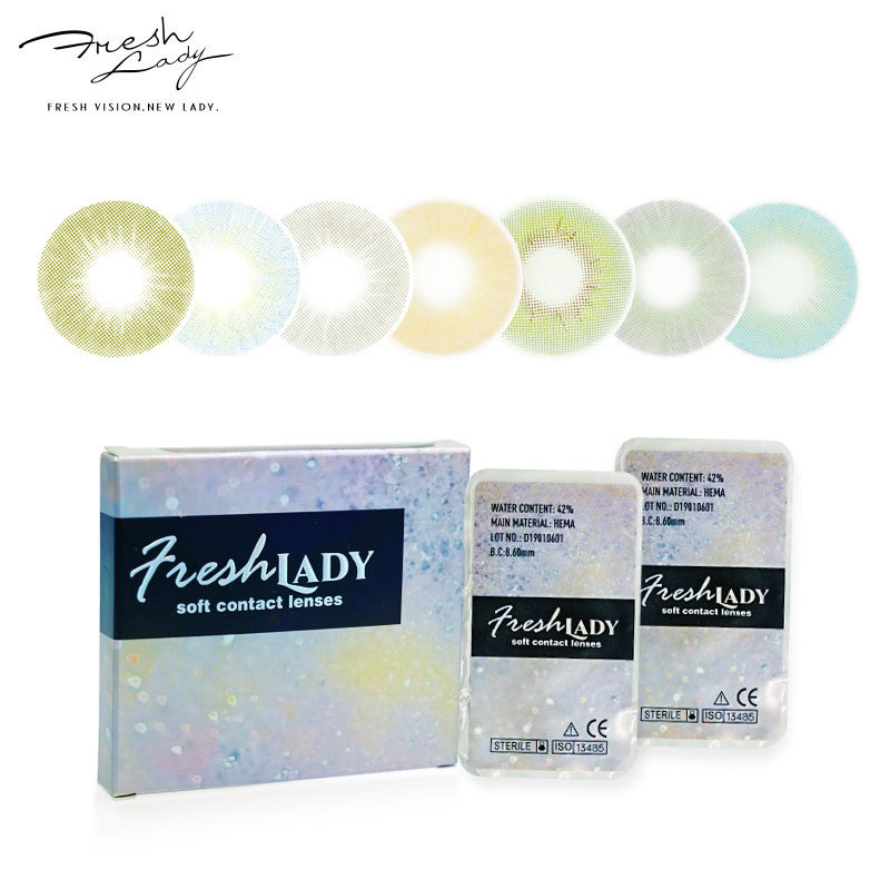 Freshlady contact lenses green and blue for big eyes doll eye private label