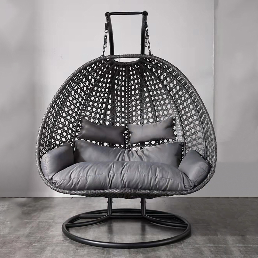 New Modern Black Hammock Egg Chair With Stand Patio Swings Rattan Hanging Chair Rocking Basket Balcony Garden Outdoor Furniture