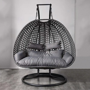 New Modern Black Hammock Egg Chair With Stand Patio Swings Rattan Hanging Chair Rocking Basket Balcony Garden Outdoor Furniture