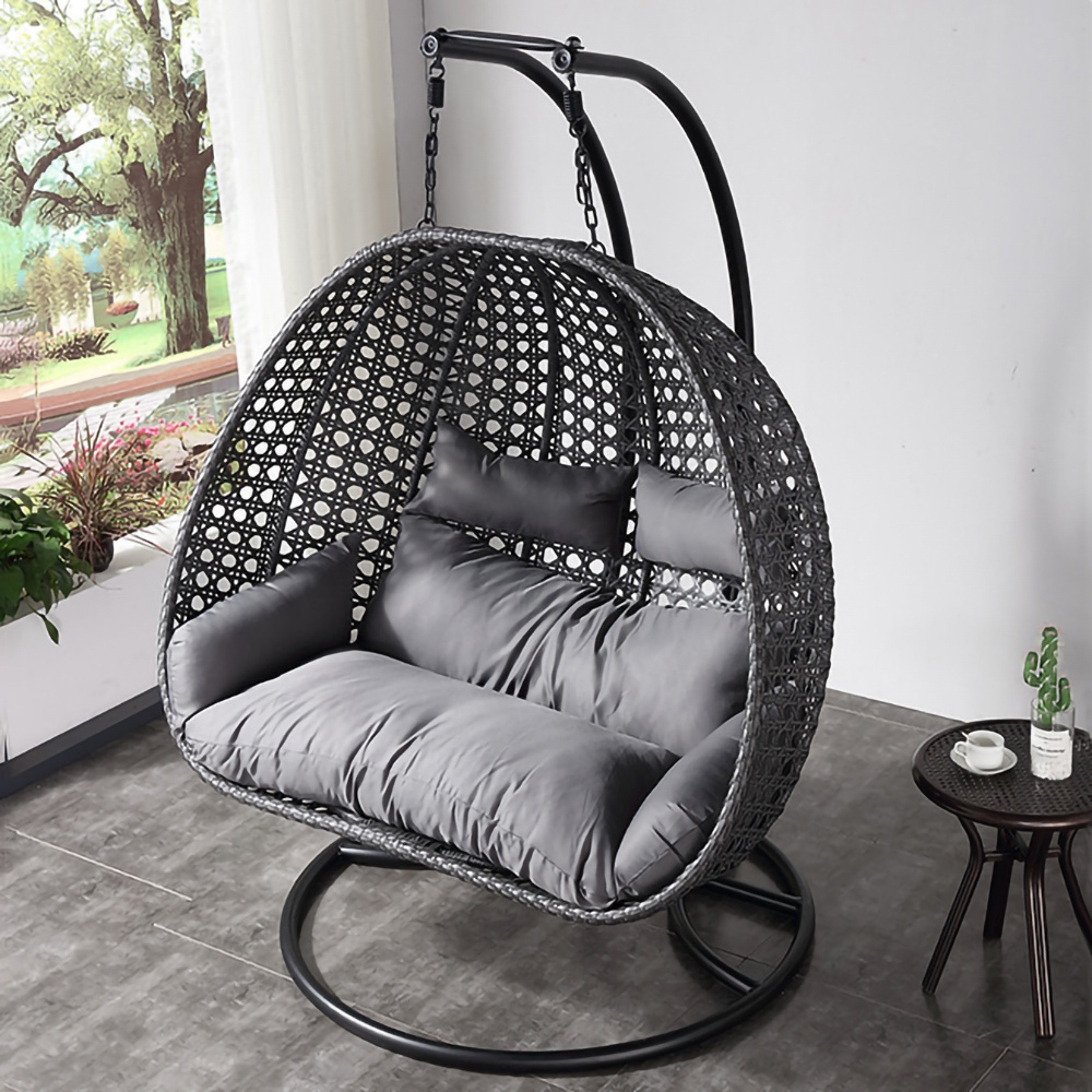 New Modern Black Hammock Egg Chair With Stand Patio Swings Rattan Hanging Chair Rocking Basket Balcony Garden Outdoor Furniture