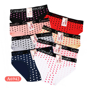 Cute cotton design girls cotton underwear panty women's cotton briefs with logo waistband UOKIN A6942