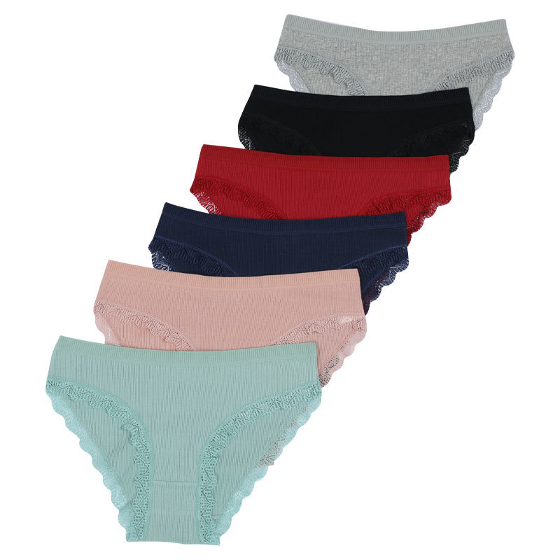 UOKIN A1528 ladies cotton panties Low waist sports wind threaded high elastic women thong