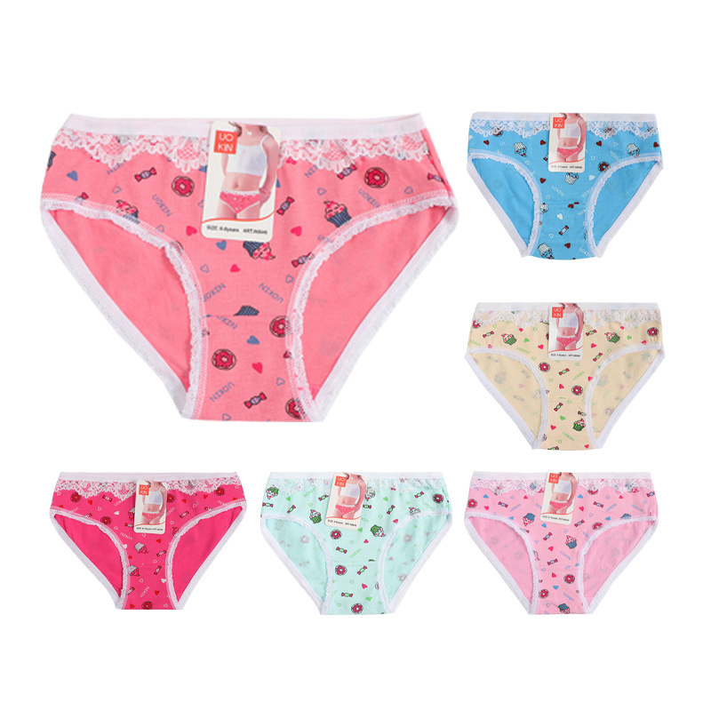 UOKIN kids lace cotton briefs underwear wholesale children panties for girls kids 4-10 ages A6646