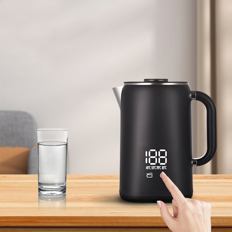 1.7L Black Double Layer Cold Touch Digital Electric Kettle Keep Warm Electric Water Kettle with Temperature Control