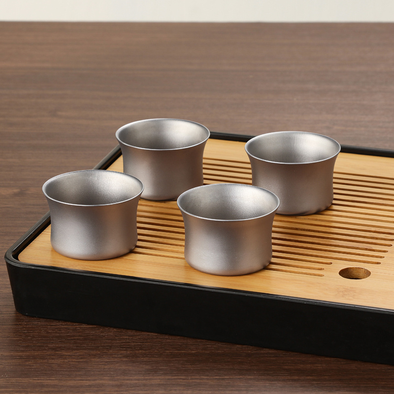 7 in 1 Chinese Kung Fu Travel Tea Set A pot With Four Cups Hot Sells Customized Tea Cups Pure Titanium Portable Tea Set