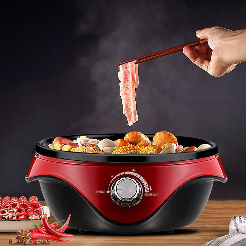 6L Stainless Steel Electric Hot Pot with Temperature Control Multi-Cooker Feature and Tempered Glass Lid