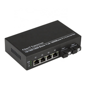 OEM 4 Port POE Fiber Optic Switch + 2 Port 1000M Fiber Media Converter