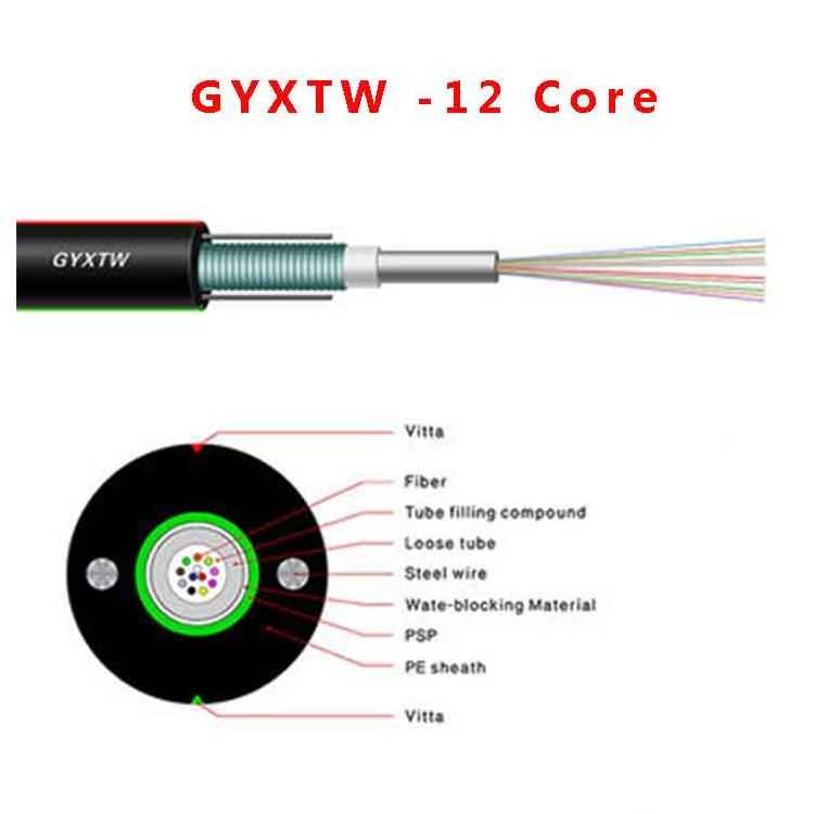 Manufacturer Price Direct Burial Single Mode G652d 12 Core GYXTW Fiber Optic Cable