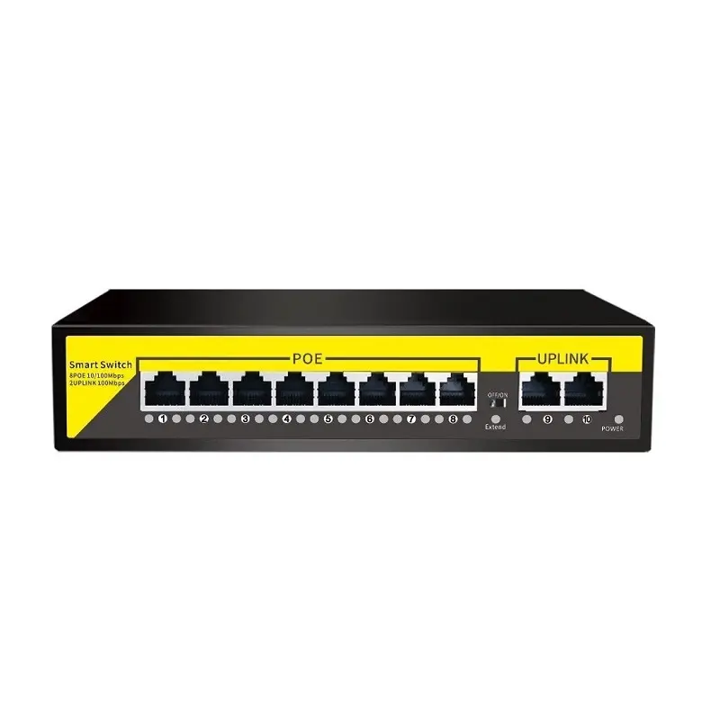 Poe Switch CCTV 8 Ports 10/100m POE Switch With 2 Uplink 1000m Outdoor  8 Port Fiber Gigabit POE Switch