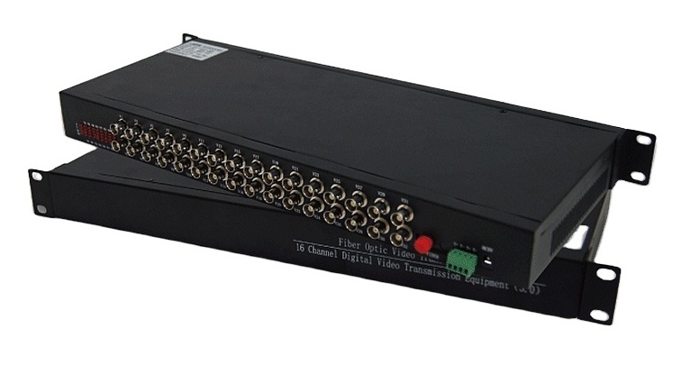 Fiber Optic Video Converter CCTV Security Rack Mount 32 Channel Return Data Video Media Converter