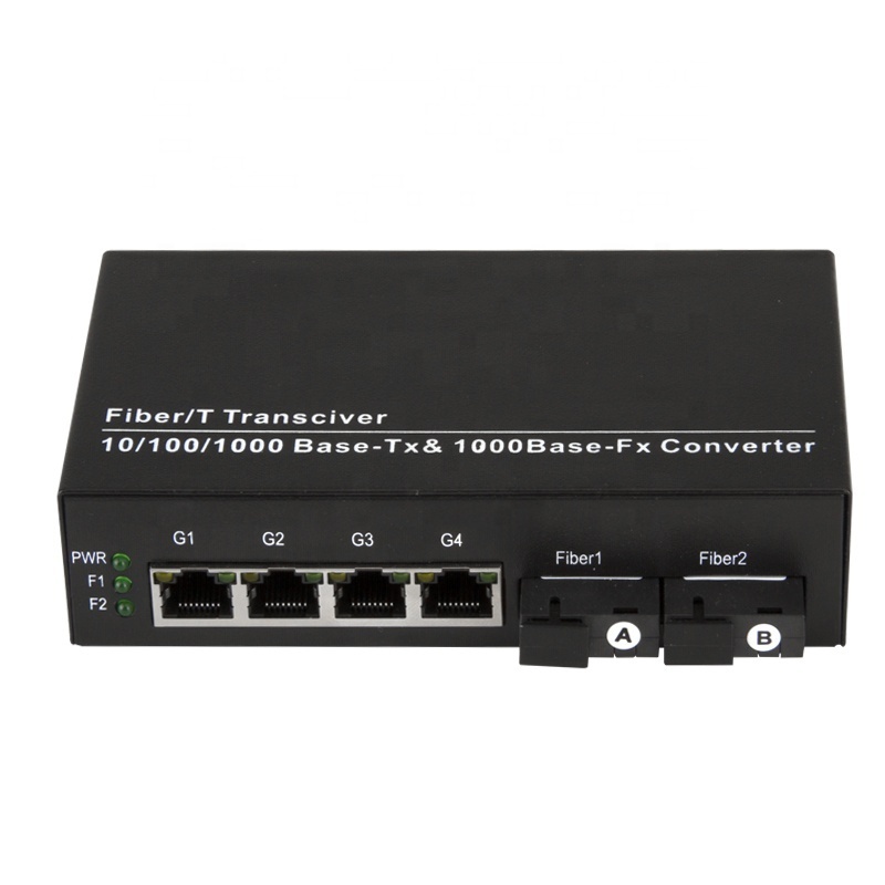 OEM 4 Port POE Fiber Optic Switch + 2 Port 1000M Fiber Media Converter