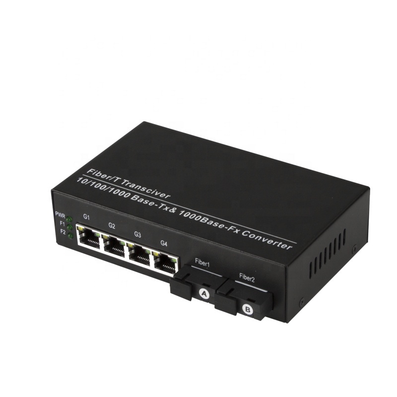 OEM 4 Port POE Fiber Optic Switch + 2 Port 1000M Fiber Media Converter