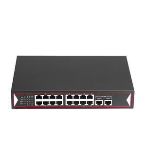 150W Power Supply 100M 16 Port POE Network Switch With 2 Port 1000M Network