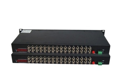 Fiber Optic Video Converter CCTV Security Rack Mount 32 Channel Return Data Video Media Converter