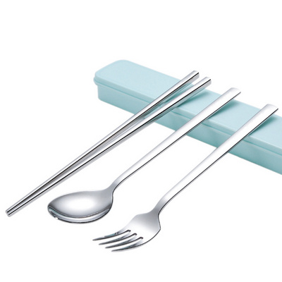 stainless steel Korean style travel  flatware set spoon fork chopstick cutlery set