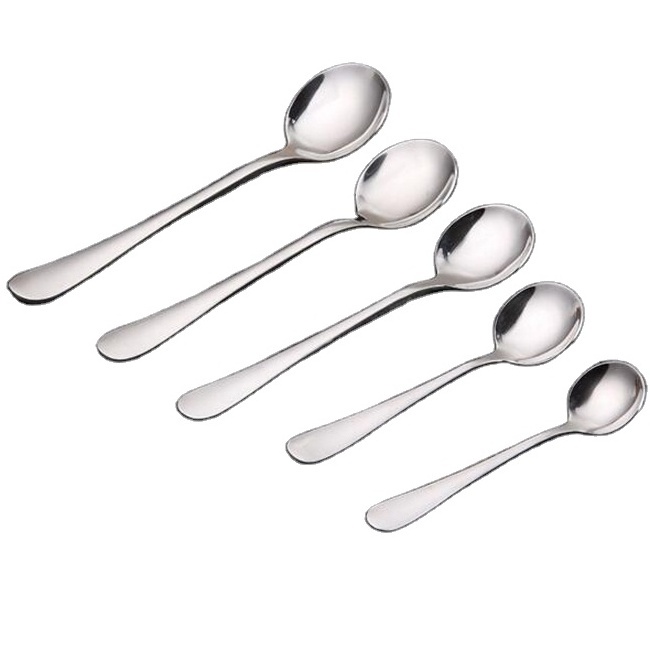 Round Stainless Steel Bouillon Soup Spoons