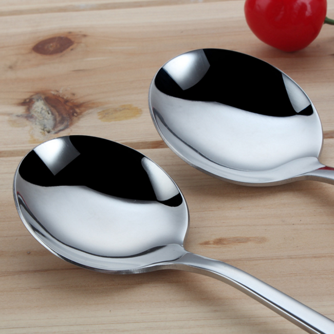 Round Stainless Steel Bouillon Soup Spoons