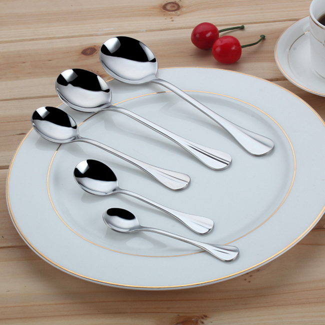 Round Stainless Steel Bouillon Soup Spoons