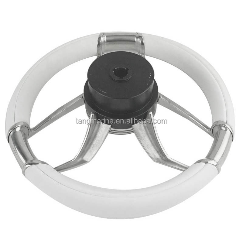 High quality 316 stainless steel boat power steering wheel PU foam with 6 wheels  wholesale