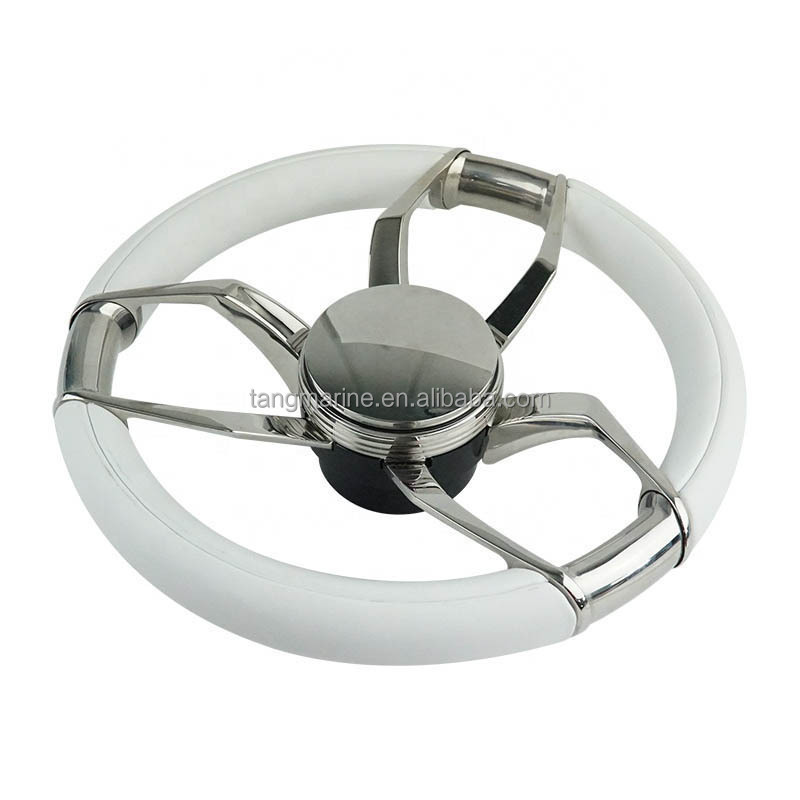 High quality 316 stainless steel boat power steering wheel PU foam with 6 wheels  wholesale