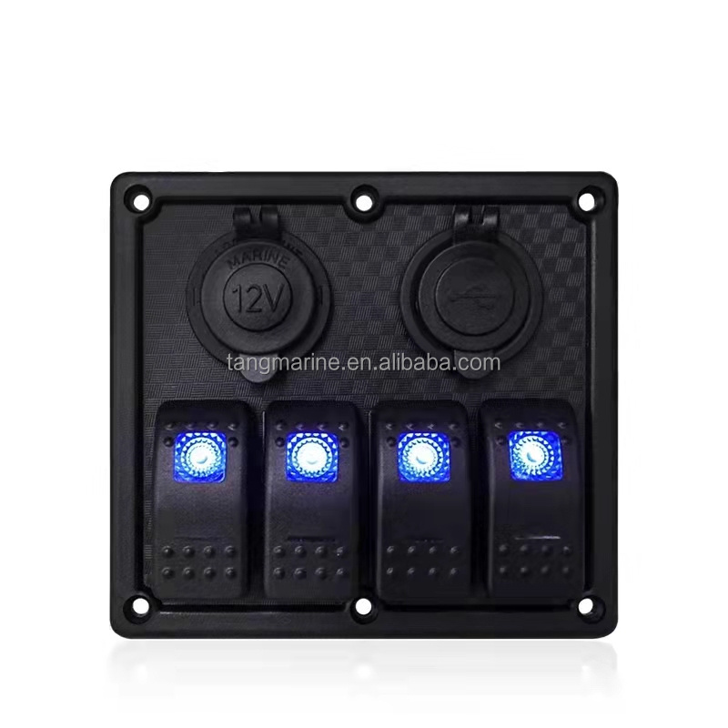 Boat Yacht Car Rv Dc12v Voltmeter Dual Usb Led Light Waterproof Marine Switch Panel