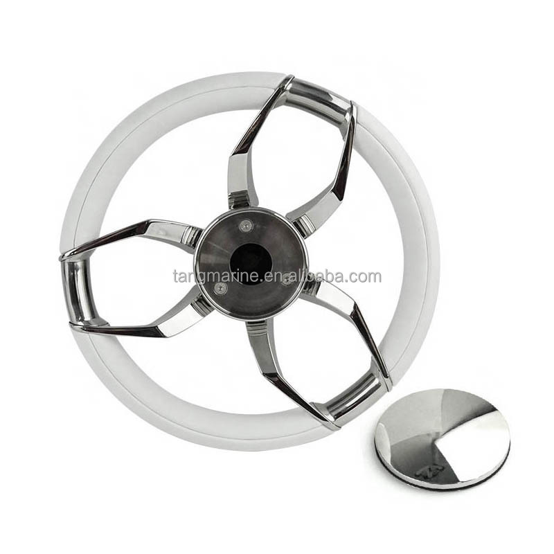 High quality 316 stainless steel boat power steering wheel PU foam with 6 wheels  wholesale