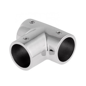 Polished Marine Hardware Boat Parts Heavy Duty 316 SS Boat Hand Rail Fitting 90 Degree Tee for Tube