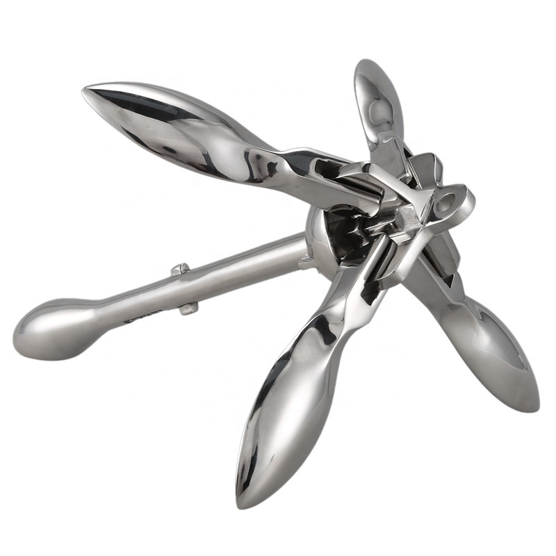 12kg 316 stainless steel marine folding grapnel anchor