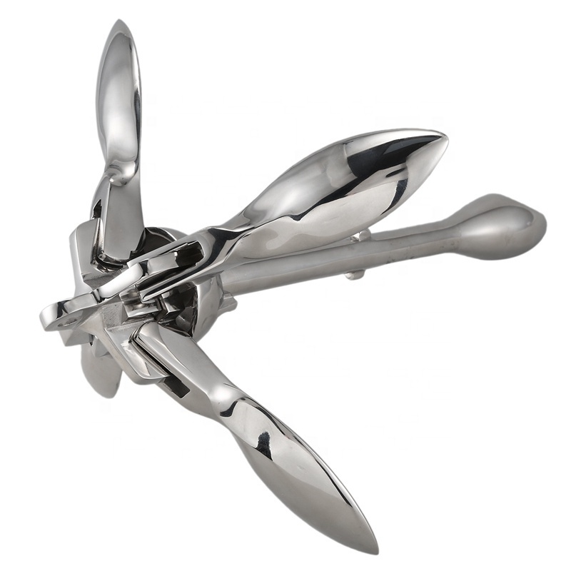 12kg 316 stainless steel marine folding grapnel anchor